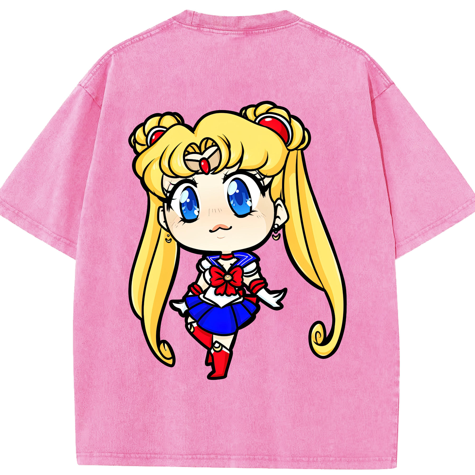 （画像用） 美少女戦士セーラームーン 月野 うさぎ つきの うさぎ Sailor Moon Tsukino Usagi 綿100% ヴィンテージ風 半袖Tシャツ（背面プリント）